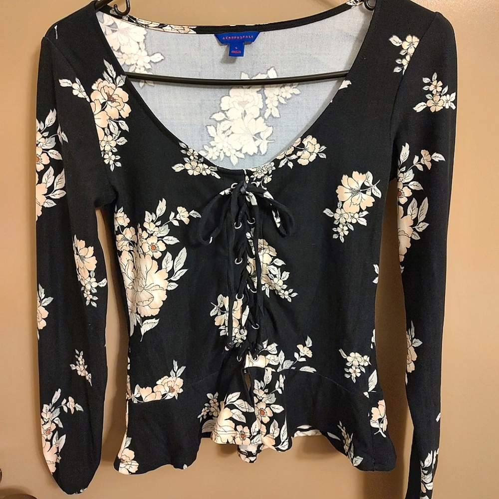 Long Sleeve Floral Blouse - SIZE S